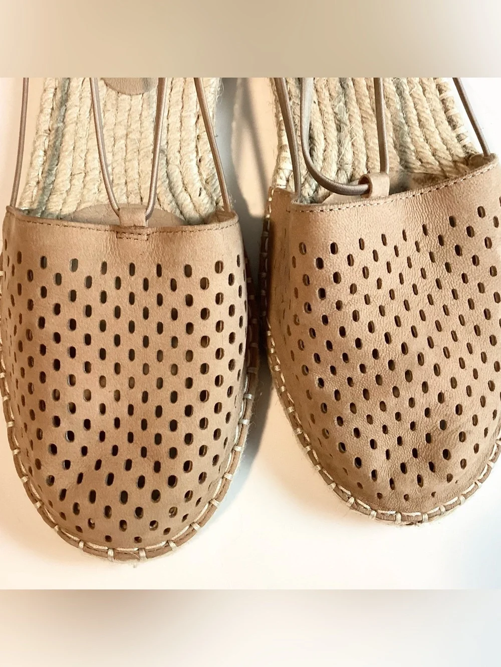 Eileen Fisher Perforated Leather Lee 2 Espadrilles - Tan - 9